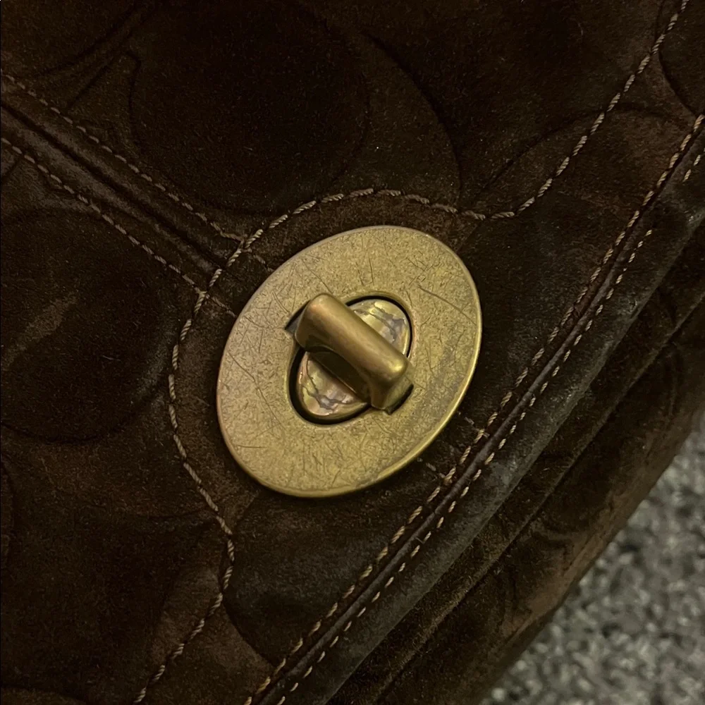RARE Brown Suede Coach 65th Anniversary Legacy Shoulder Bag - Picture 4 of 11